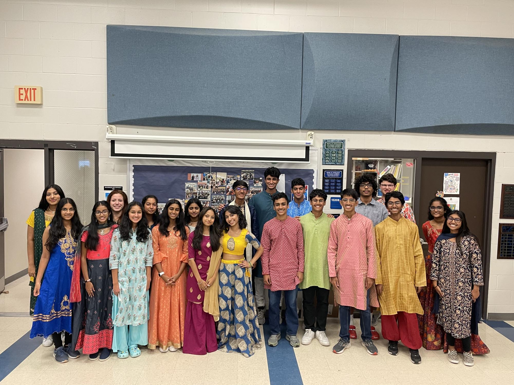 Members of the forensics team pose in their traditional Indian clothes last school year. Every year, both Indian and non-Indian students honor the Hindu culture by dressing up in traditional Indian clothes to school. 